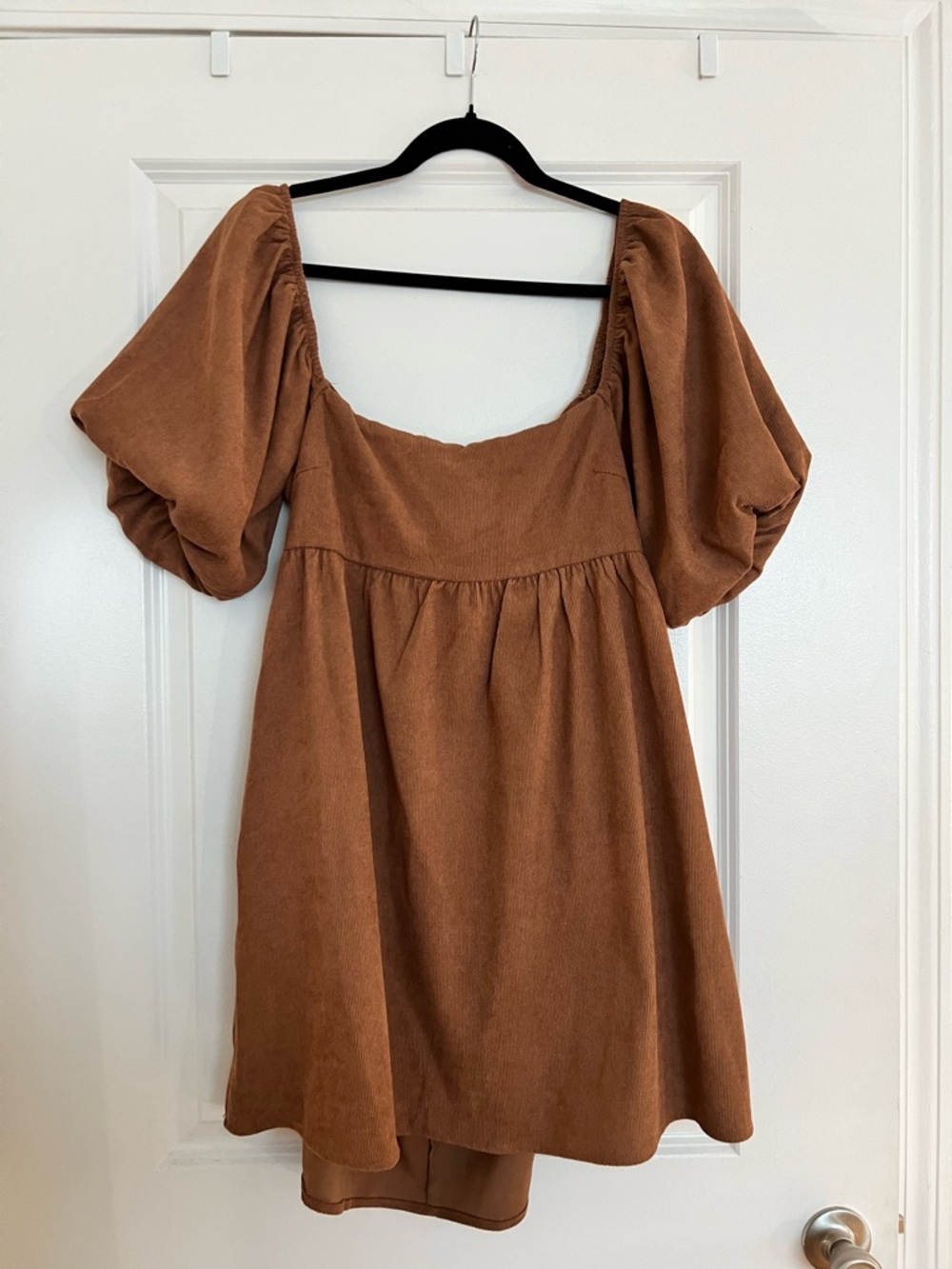 Blue Rain Women's Puff-Sleeve Mini Dress in Rust